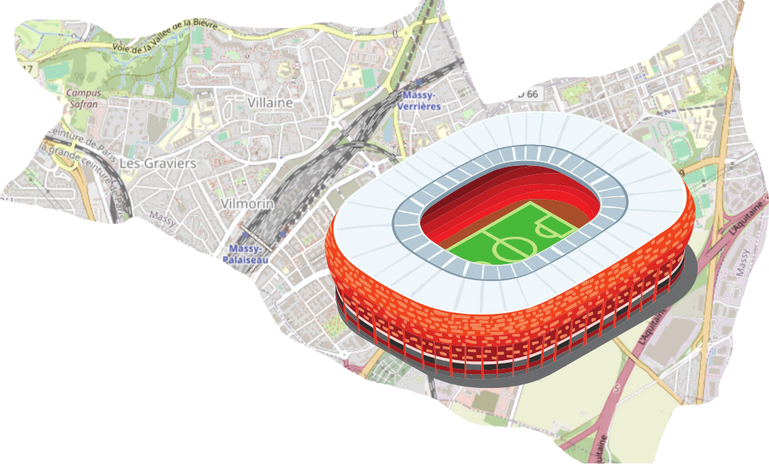 Les emplacements possibles du futur stade du PSG à Massy
